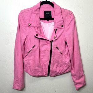 Sanctuary Clothing Pink Linen Blend Moto Jacket Size S